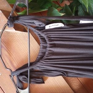 Three Bird Nest NWT Large Black Relaxed Gathered Jumpsuit Overall Wide Leg